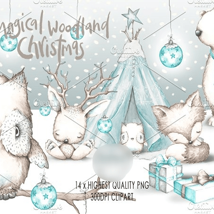 Kit Digital Natal Mágico na Floresta 1