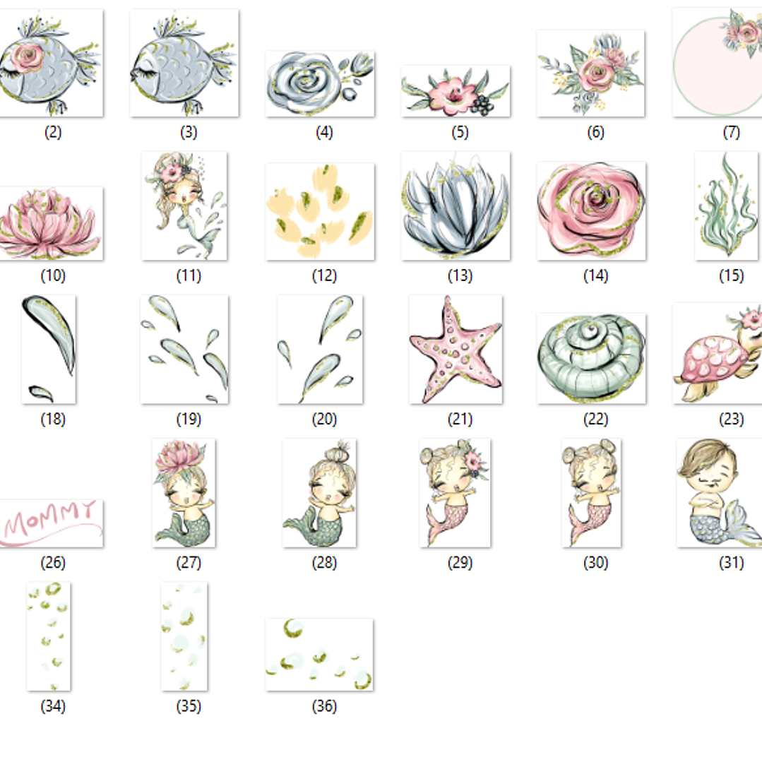 Kit Digital Bebês Sereias  2