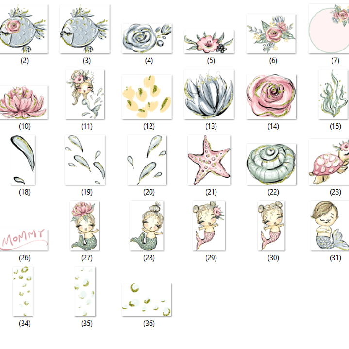 Kit Digital Bebês Sereias  2