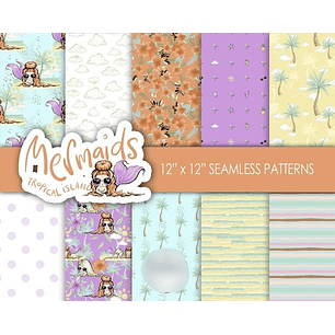 Kit Digital Papéis Sereias Tropical 