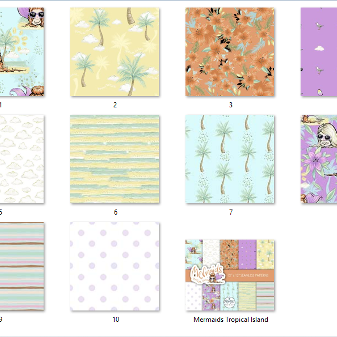 Kit Digital Papéis Sereias Tropical  2