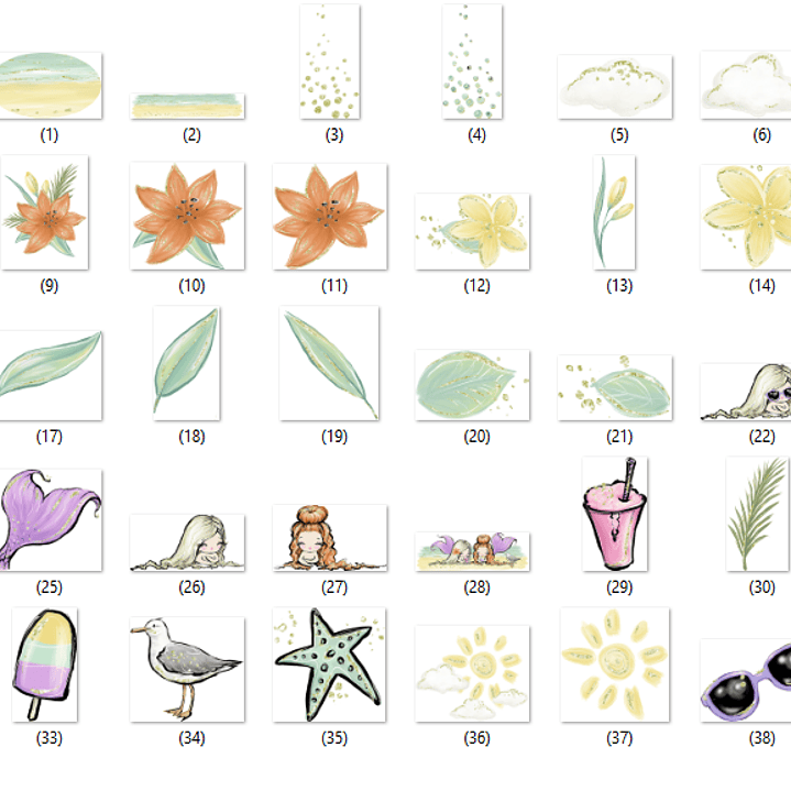 Kit Digital Sereias no Verão Tropical  2