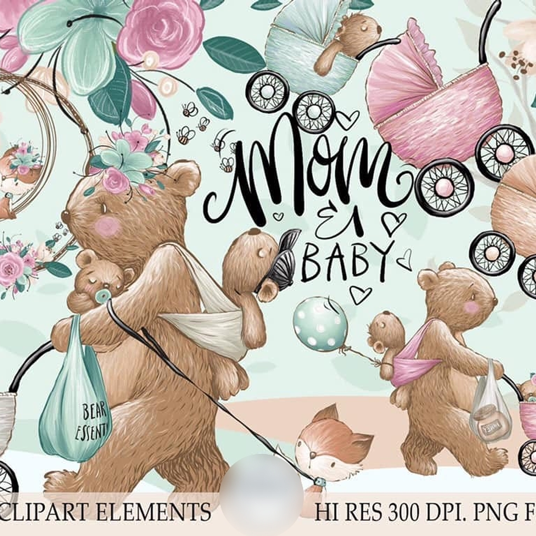 Kit Digital Mamãe e Bebê Ursinha  1