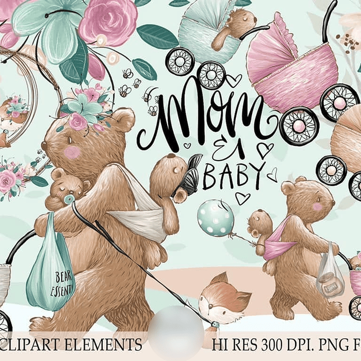 Kit Digital Mamãe e Bebê Ursinha  1