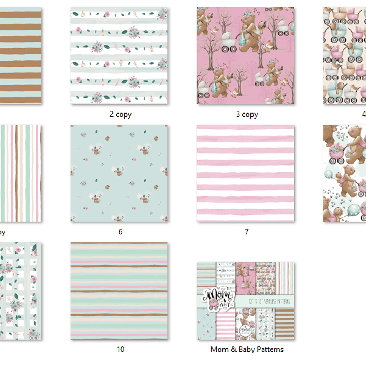 Kit Digital Papéis Mamãe e Bebê Ursinha  2