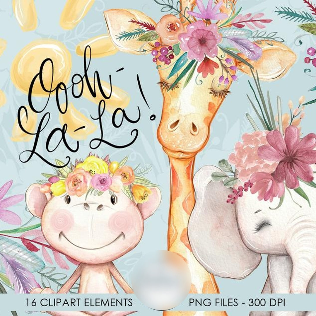 Kit Digital Animais Ooh Lá Lá 1