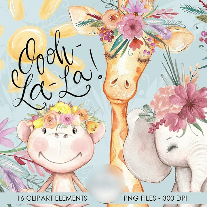 Kit Digital Animais Ooh Lá Lá 1