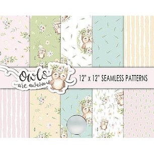 Kit Digital Papéis Corujinhas 