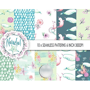 Kit Digital Papéis Fundo do Mar 