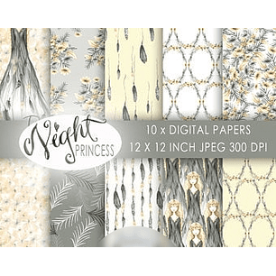 Kit Digital Papéis Princesas da Noite 