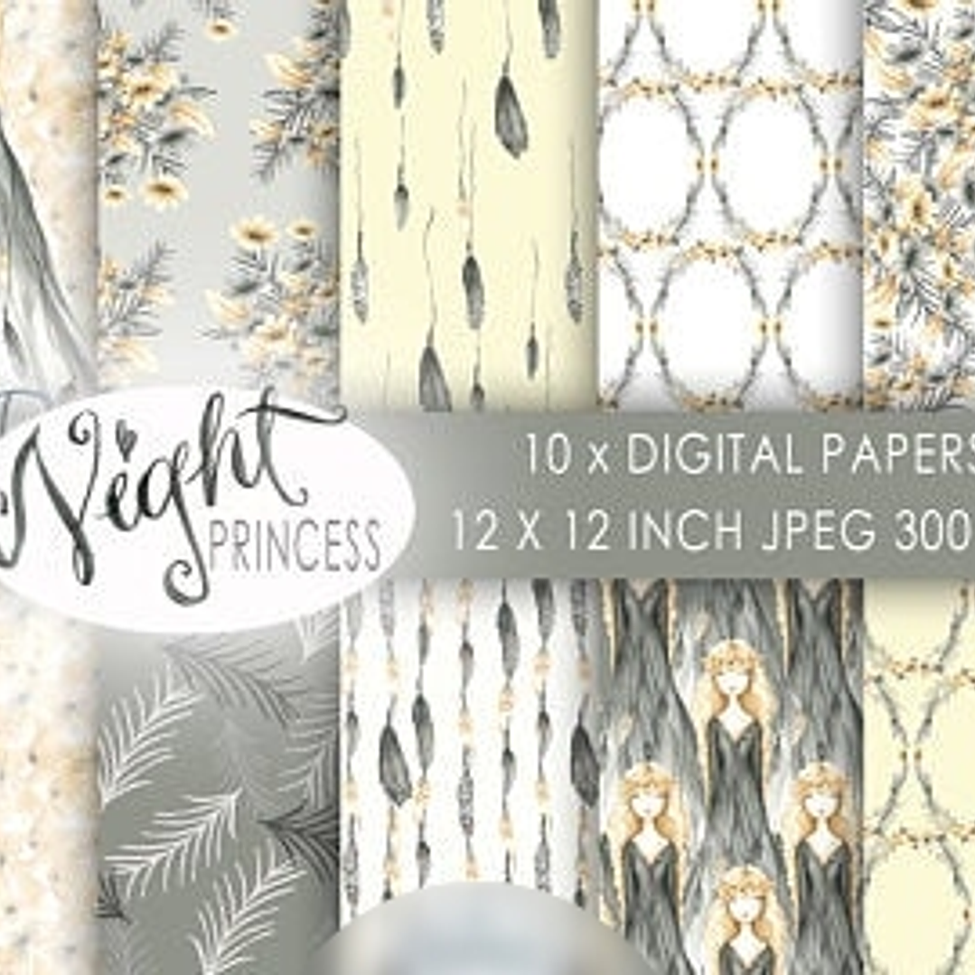 Kit Digital Papéis Princesas da Noite  1