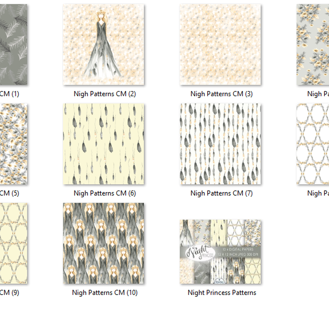 Kit Digital Papéis Princesas da Noite  2