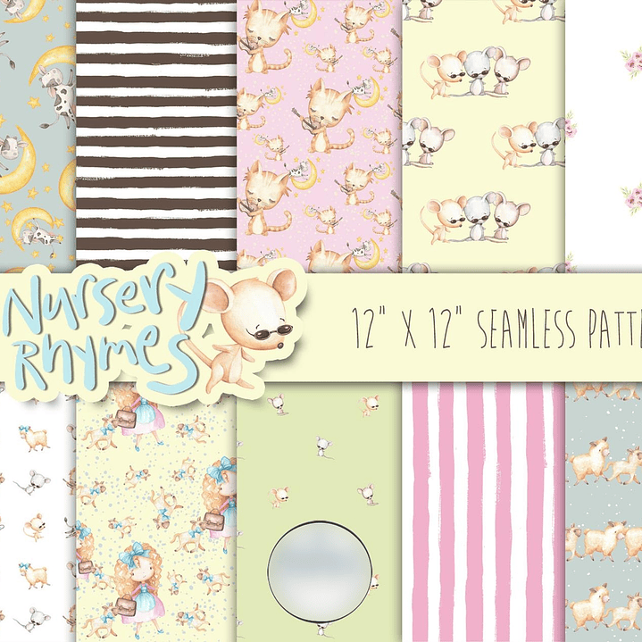 Kit Digital Papéis Cantiga de Ninar Animais  1