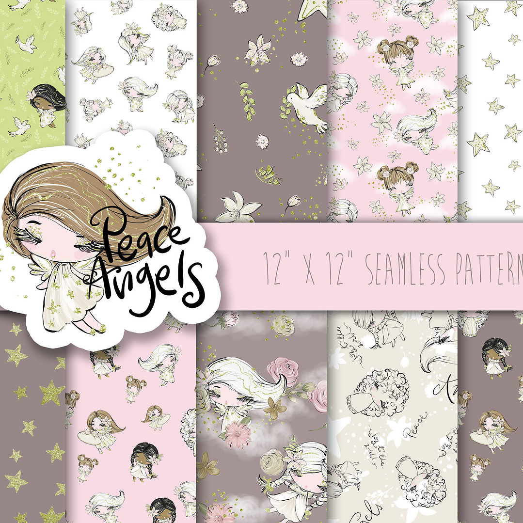 Kit Digital Papéis Anjos da Paz 1