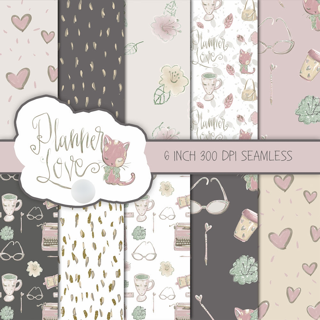 Kit Digital Papéis Planner do Amor 1