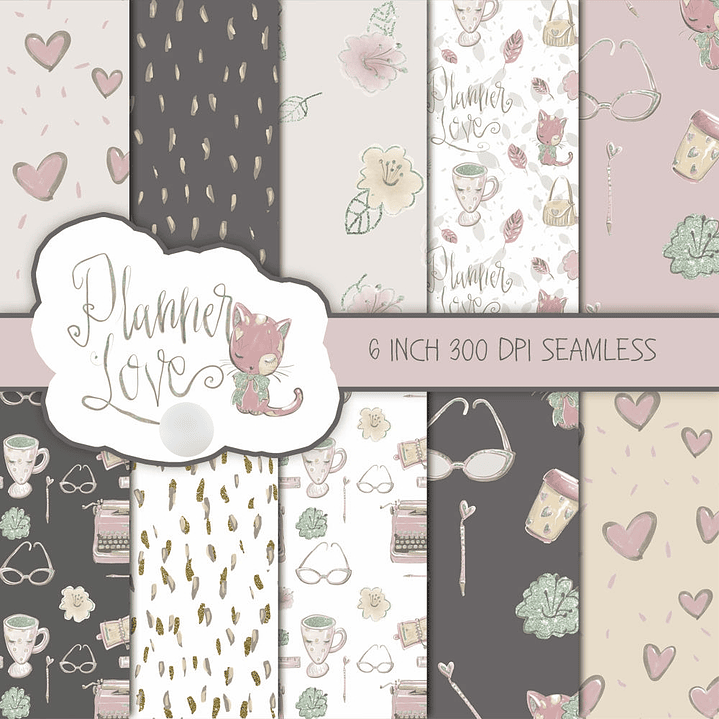 Kit Digital Papéis Planner do Amor 1