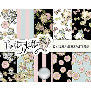 Kit Digital Papéis Gatinhas Fofas 