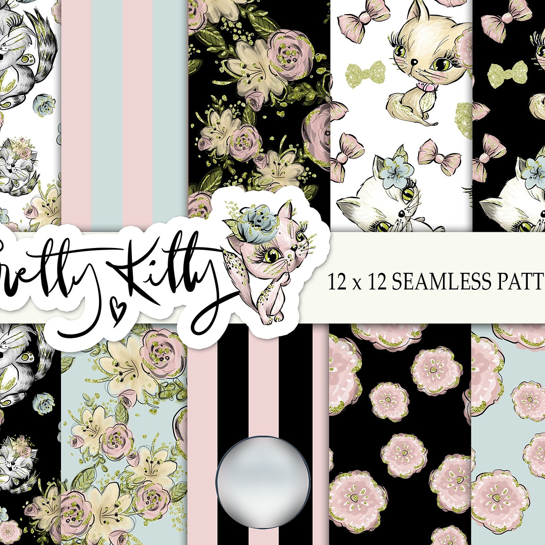 Kit Digital Papéis Gatinhas Fofas  1