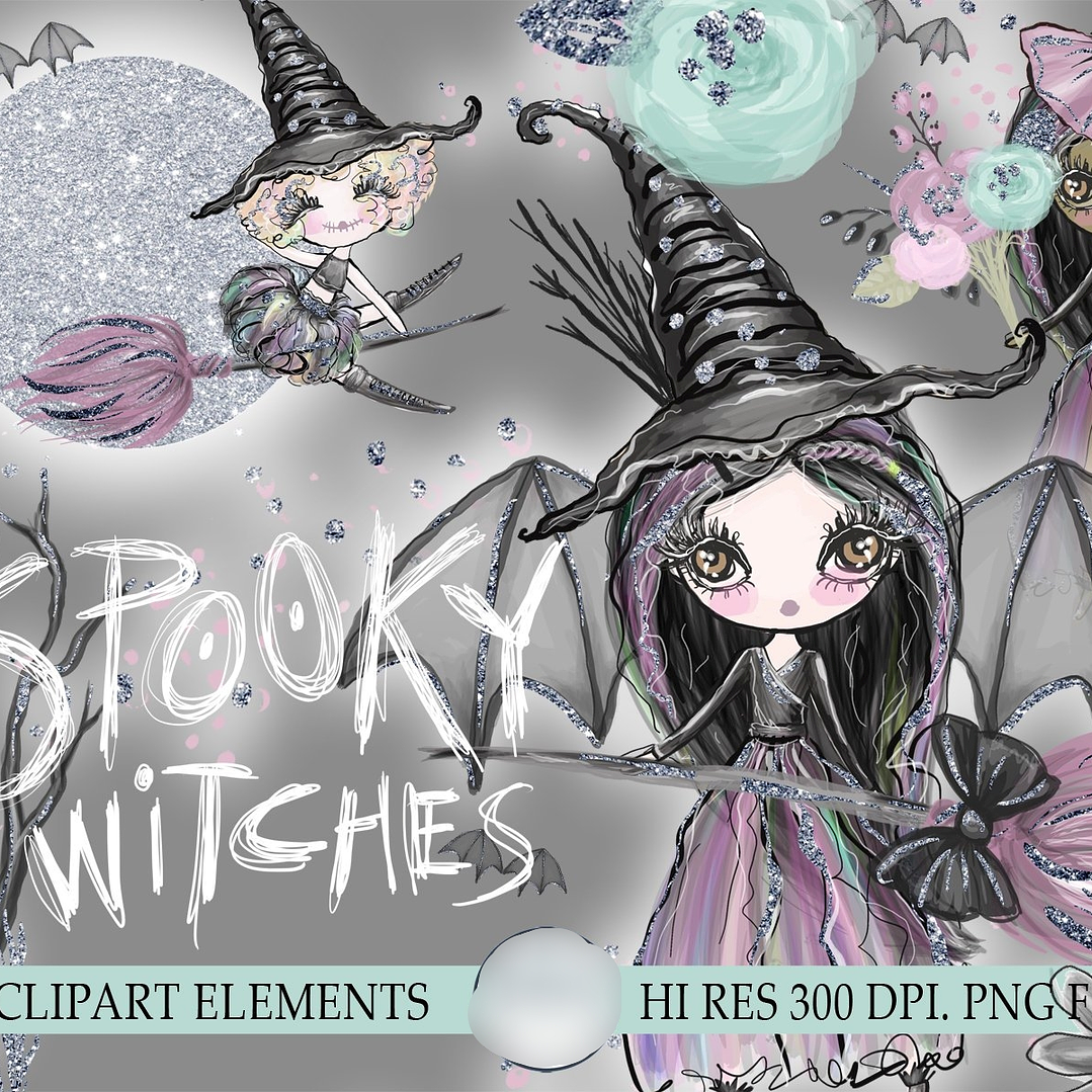 Kit Digital Papéis Bruxas Assustadoras  1