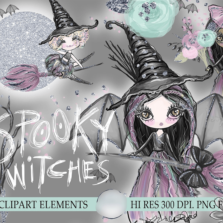 Kit Digital Papéis Bruxas Assustadoras  1