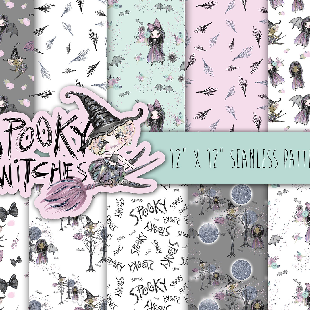 Kit Digital Papéis Bruxas Assustadoras 1