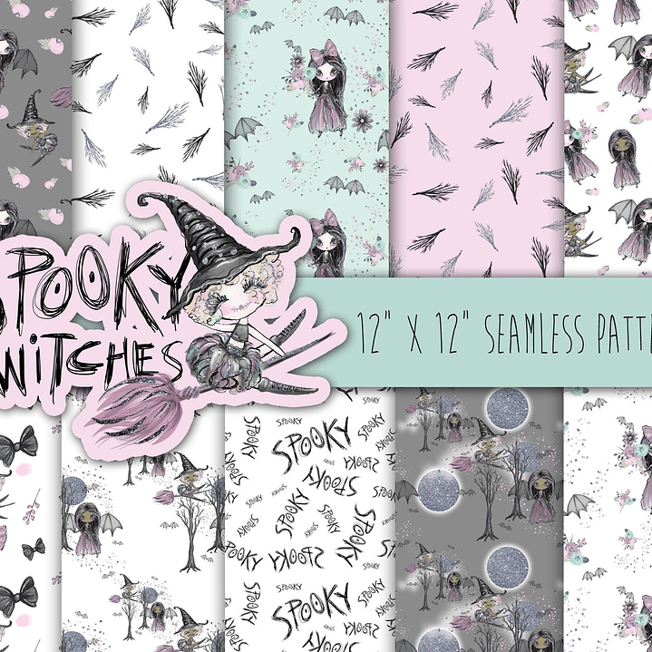 Kit Digital Papéis Bruxas Assustadoras 1