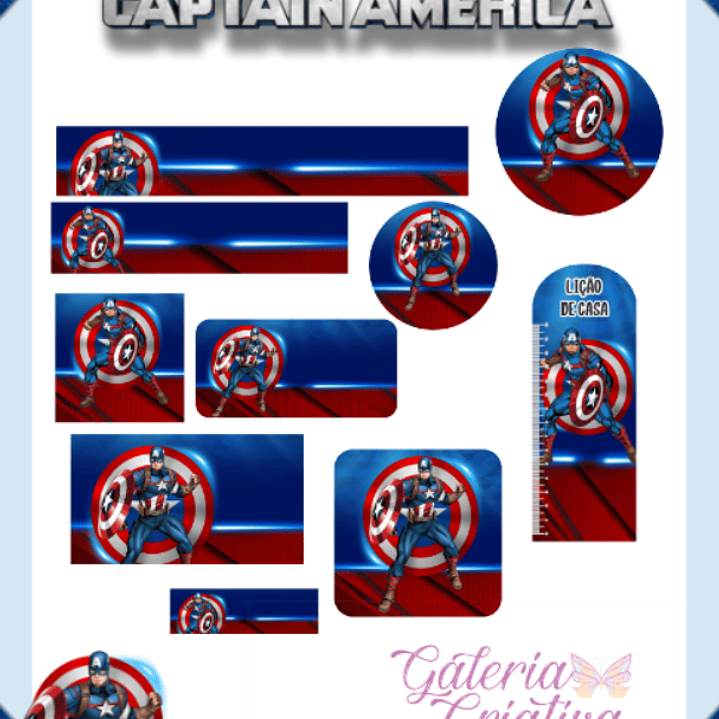 Arquivo Etiqueta Escolar Capitão América  1