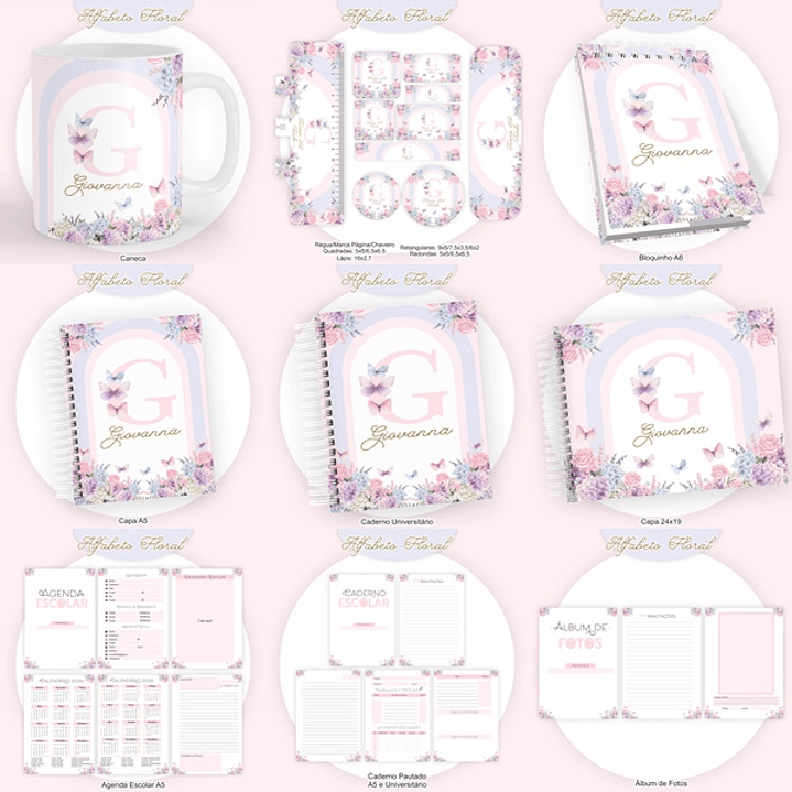 Arquivo Combo Escolar 2024 e Saúde Alfabeto Floral 1