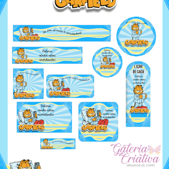 Arquivo Etiqueta Escolar Garfield Preguiçoso  1