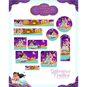 Arquivo Etiqueta Escolar Jasmine e Aladdin 