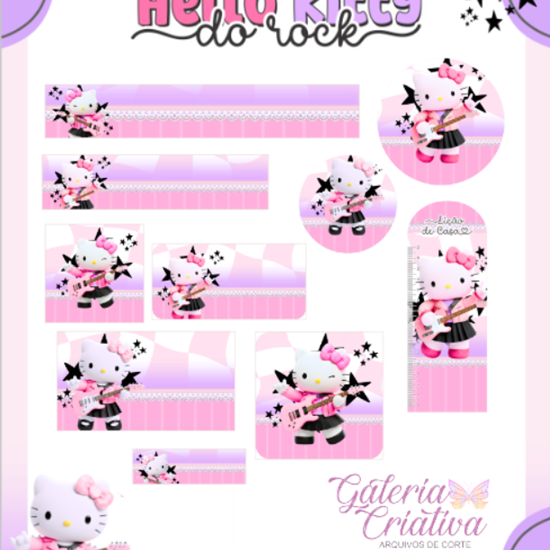 Arquivo Etiqueta Escolar Hello Kitty do Rock  1