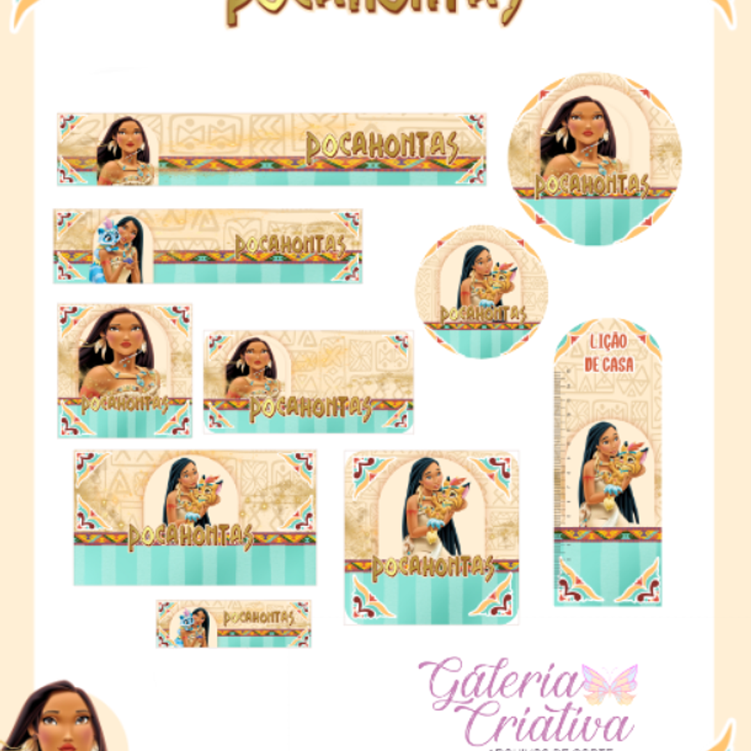 Arquivo Etiqueta Escolar Pocahontas  1