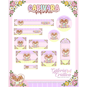 Arquivo Etiqueta Escolar Capivaras Fofinhas 