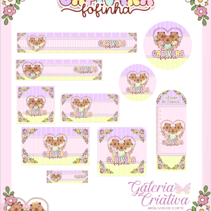 Arquivo Etiqueta Escolar Capivaras Fofinhas  1