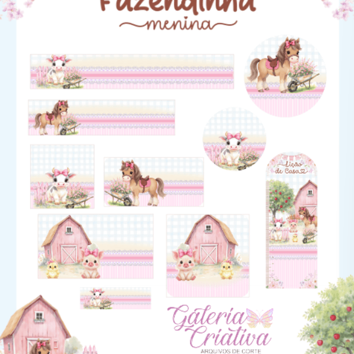 Arquivo Etiqueta Escolar Fazendinha Menina  1