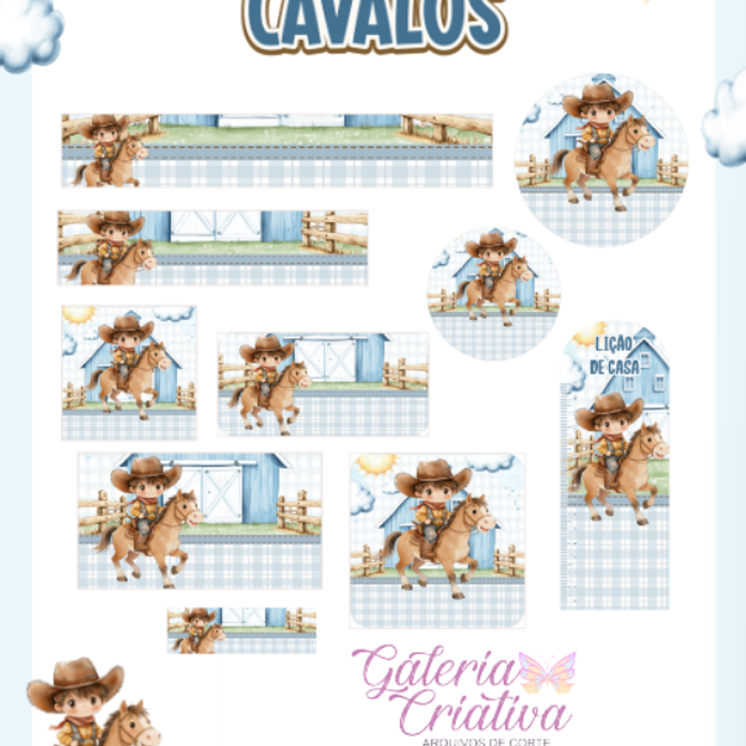 Arquivo Etiqueta Escolar Cavalos  1