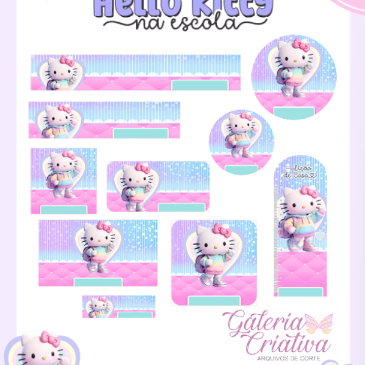 Arquivo Etiqueta Escolar Hello Kitty na Escola  1