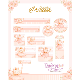 Arquivo Etiqueta Escolar Gatinha Princesa 