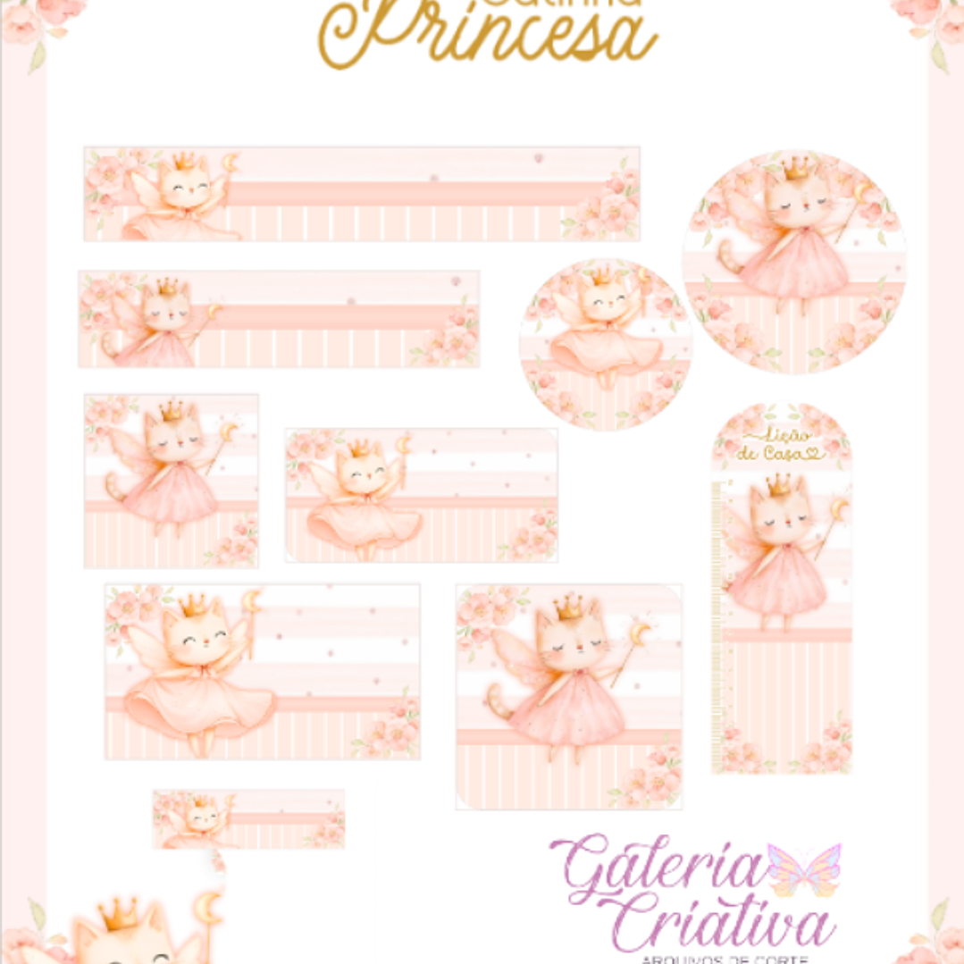 Arquivo Etiqueta Escolar Gatinha Princesa  1