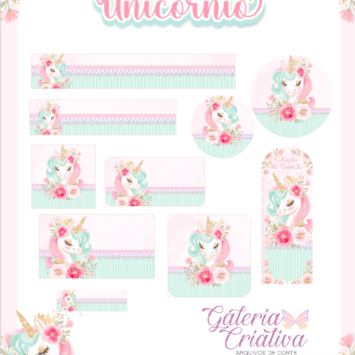 Arquivo Etiqueta Escolar Unicórnio  1