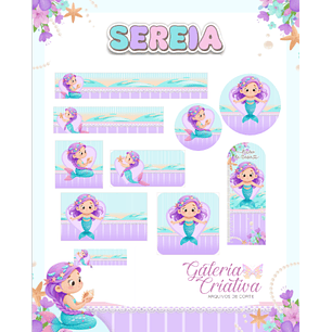 Arquivo Etiqueta Escolar Sereia Cute 