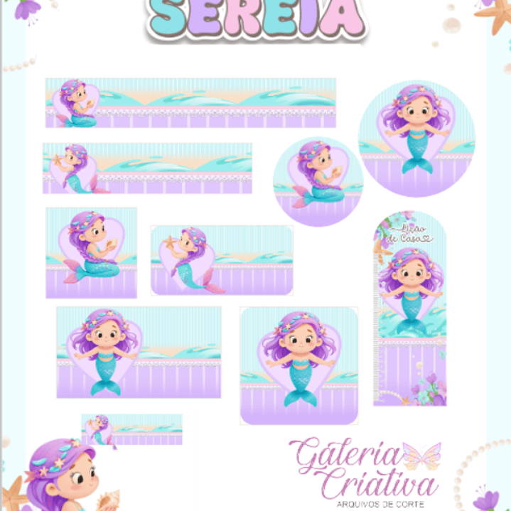 Arquivo Etiqueta Escolar Sereia Cute  1