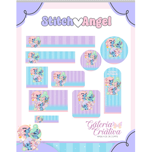Arquivo Etiqueta Escolar Stitch & Angel 