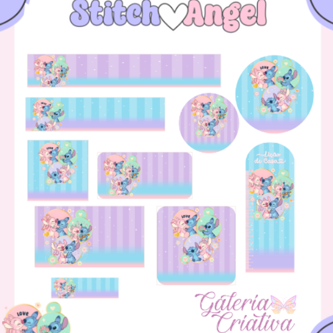 Arquivo Etiqueta Escolar Stitch & Angel  1