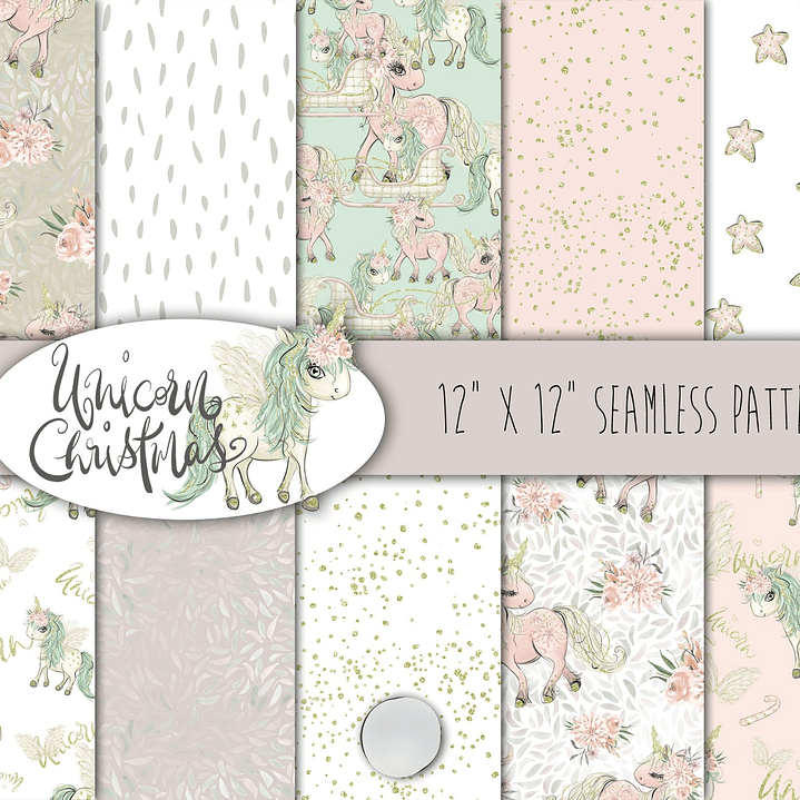 Kit Digital Papéis Unicórnios 1
