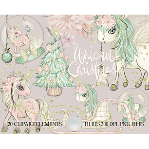 Kit Digital Unicórnio de Natal