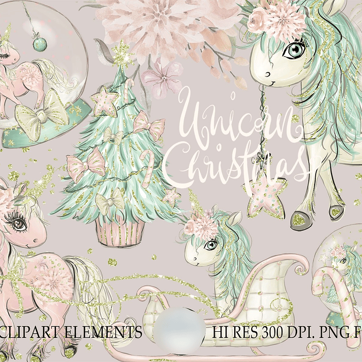 Kit Digital Unicórnio de Natal 1