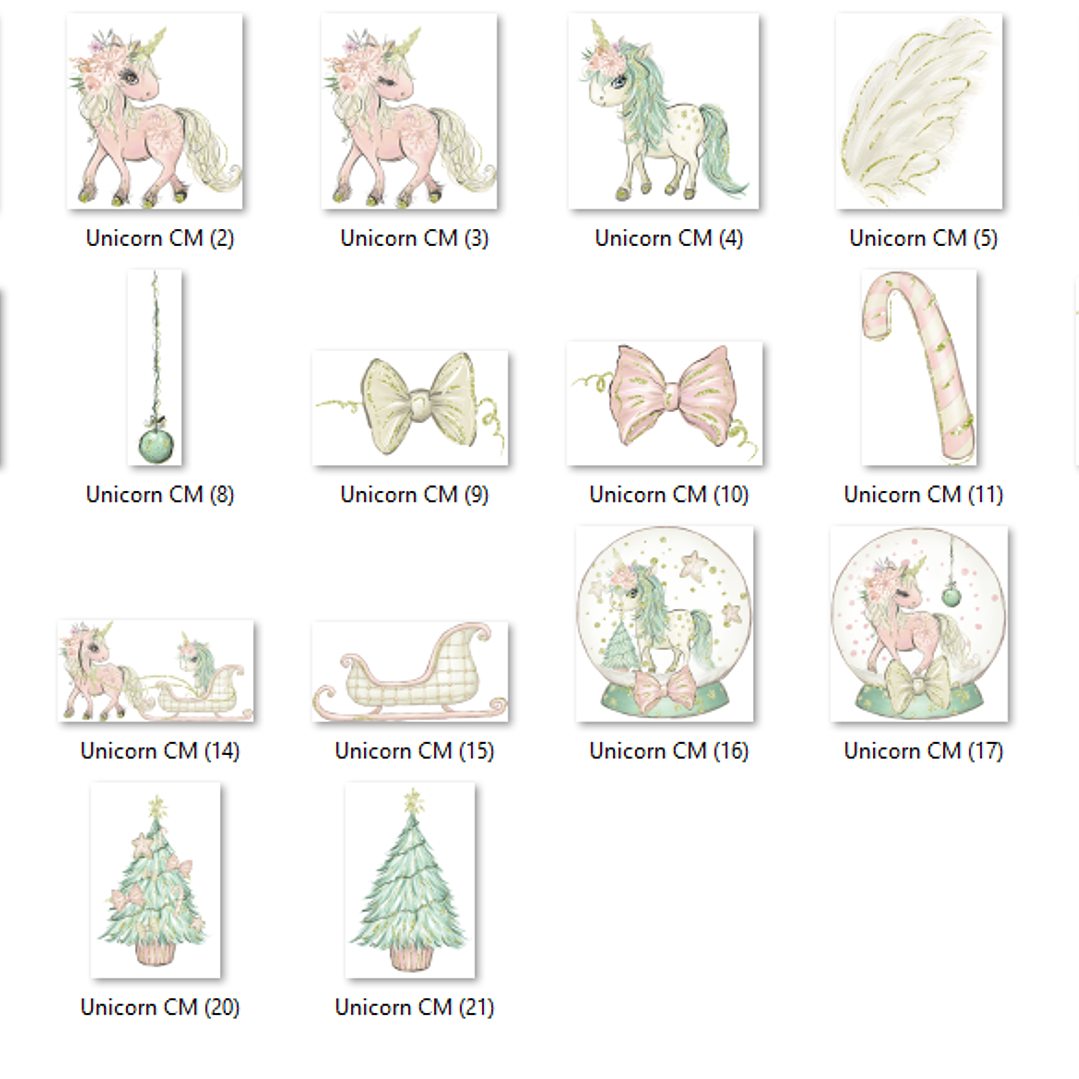 Kit Digital Unicórnio de Natal 2