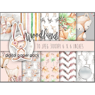 Kit Digital Papéis Animais da Floresta 