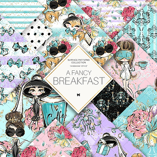 Kit Digital Papéis Um Café da Manhã Chique